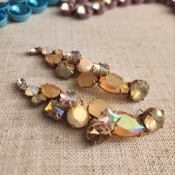 J. Crew Irredecent Multi Stone Crystal Earrings - Picture 6 of 9